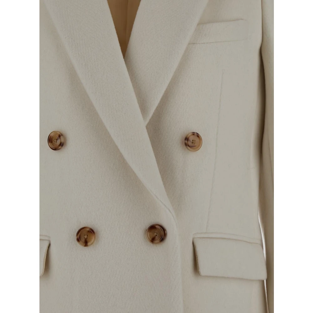 Lardini Double Breasted Wol Cashmere Jas Vrouw Beige Dames