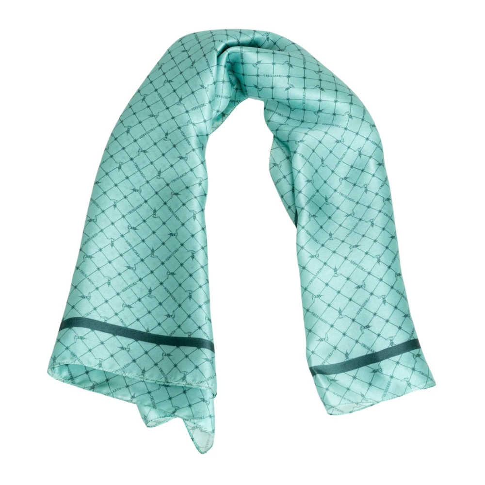 Trussardi Light-blue Silk Scarf Green, Dam