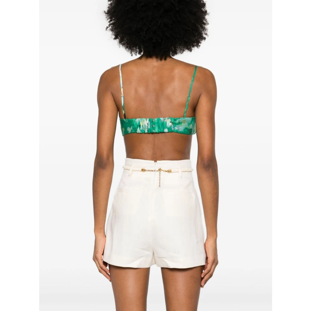 Zimmermann Groene Linnen Bralette met Strikbare Strik Green Dames