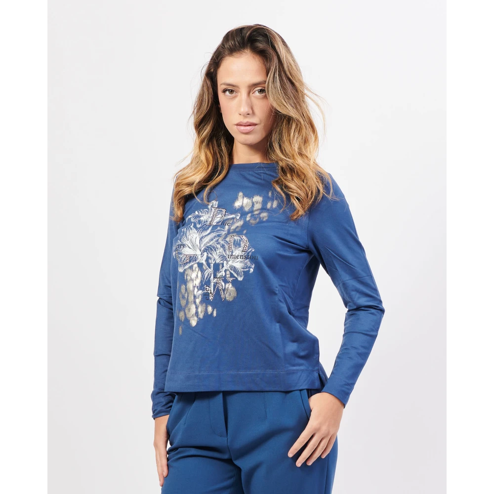Gerry Weber Blauwe Longsleeve Ronde Hals Top Blue Dames