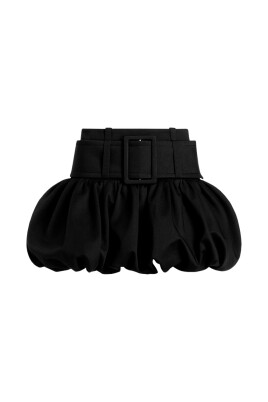 black-bubble-hem-belted-skirt