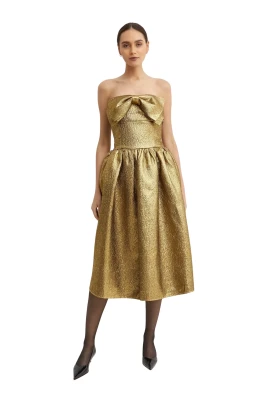 Metallic Jacquard Midi Dress