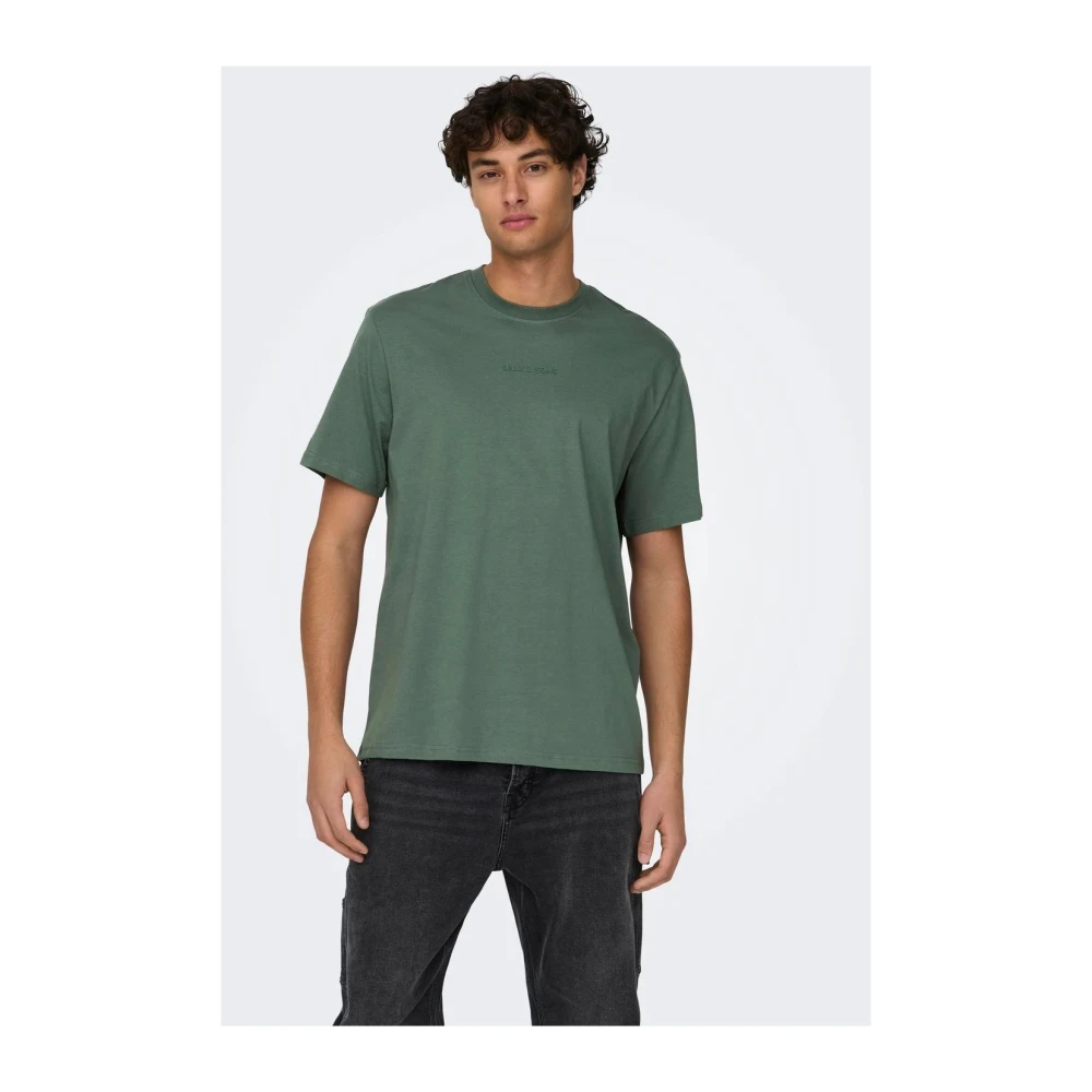 Only & Sons Casual Katoenen T-Shirt Green Heren