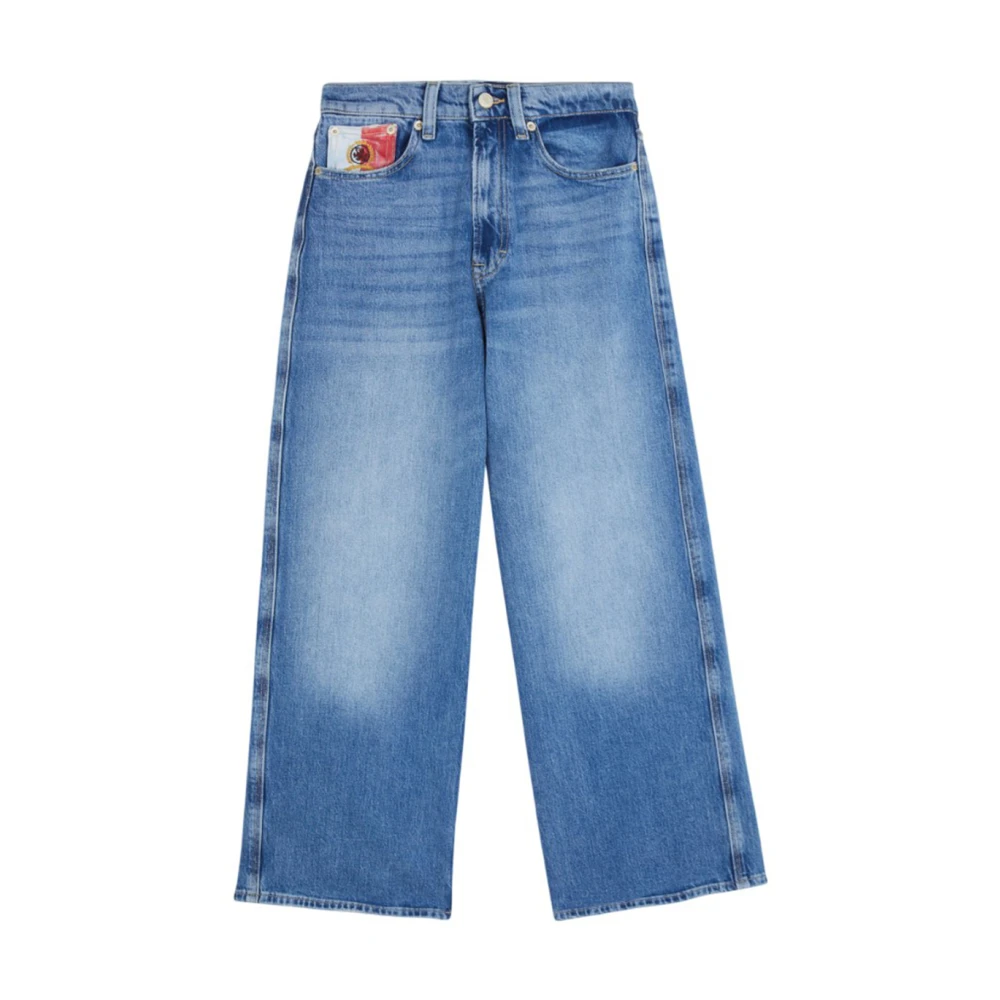 Tommy Hilfiger Bootcut Jeans met Logo Applique Blue Dames