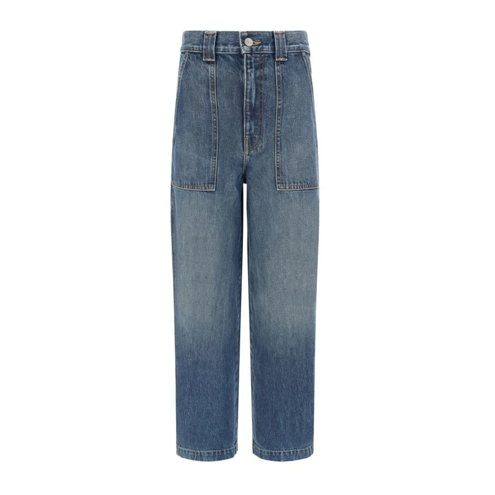 Khaite Wijde katoenen jeans met zakken Blue Dames