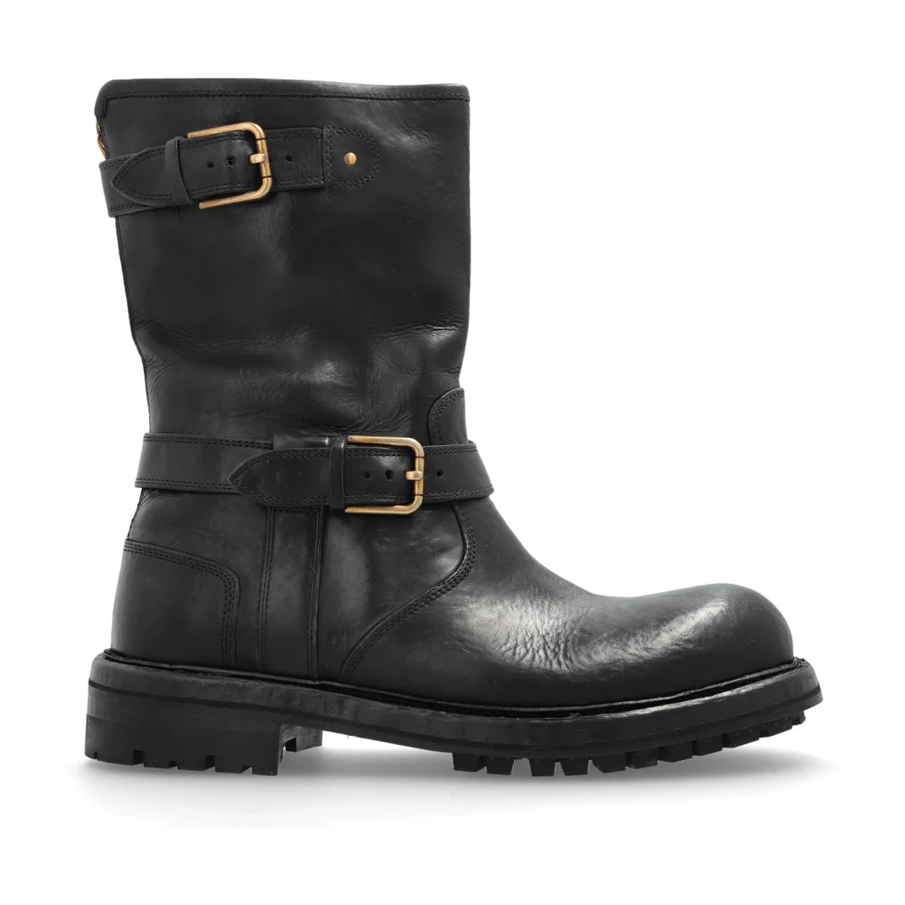 Dolce & Gabbana Men's Black Ankle Boots, 9 Uk, Leather Shoes