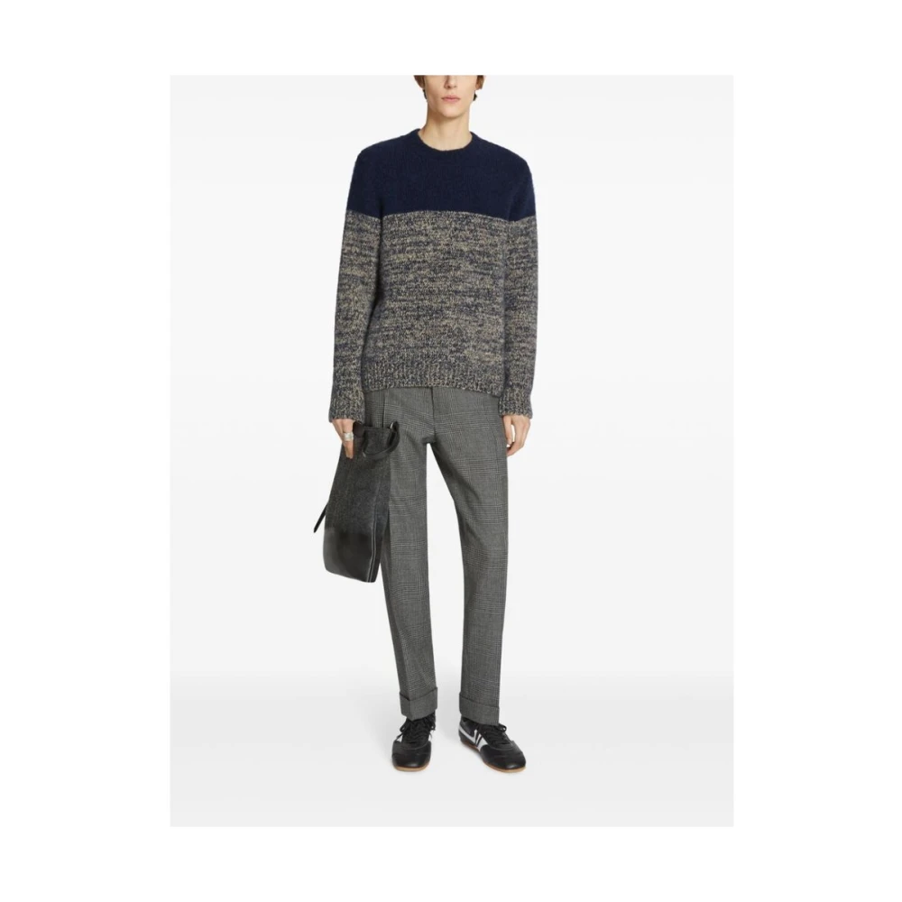 Dries Van Noten Antraciet Wol Ruit Patroon Riem Broek Gray Heren
