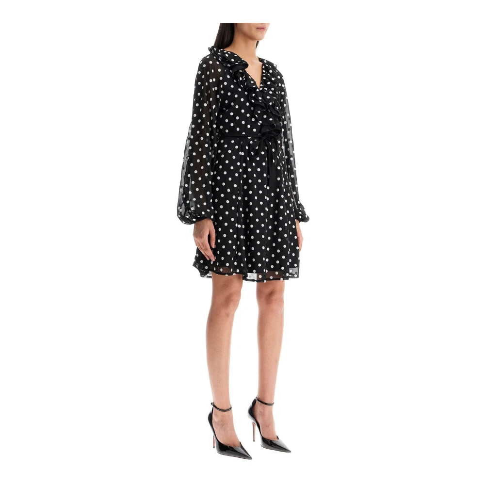 Rotate Birger Christensen Polka Dot Chiffon Mini Jurk Black Dames