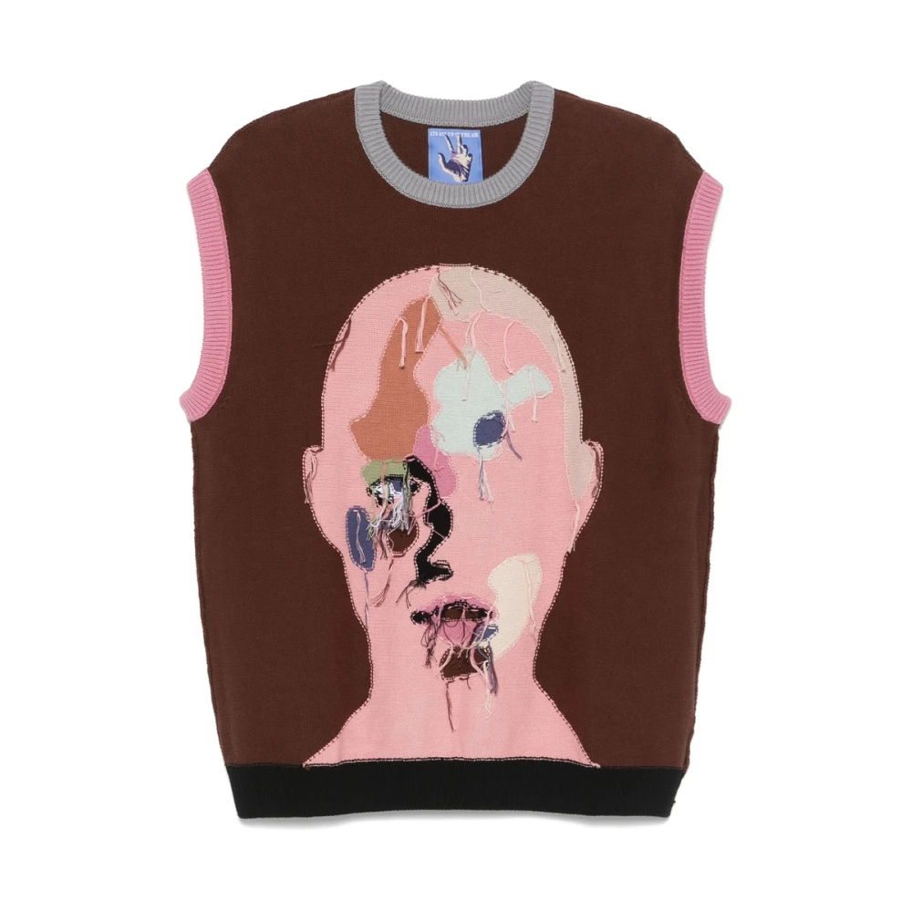 KidSuper Studios Aardebruine Geribbelde Crew Neck T-shirt Multicolor Heren