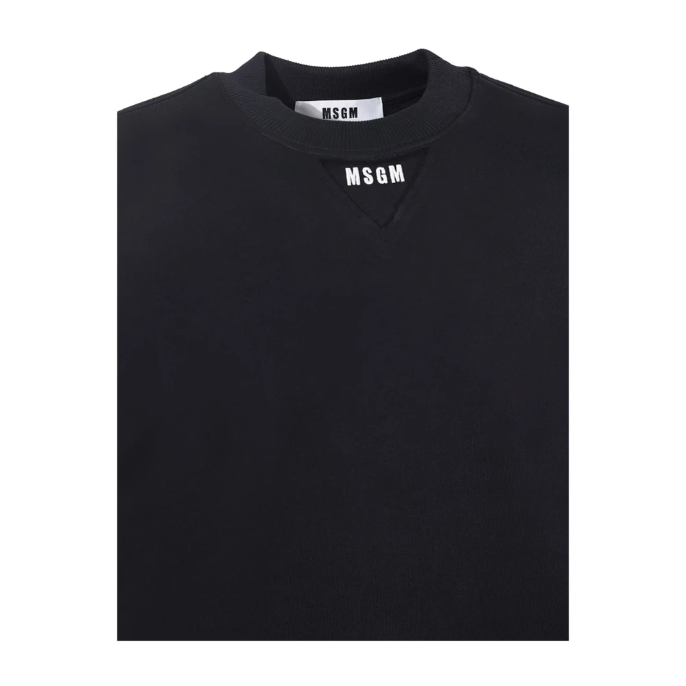 Msgm Zwart Crew-neck Sweatshirt met Contrasterend Logo Black Heren