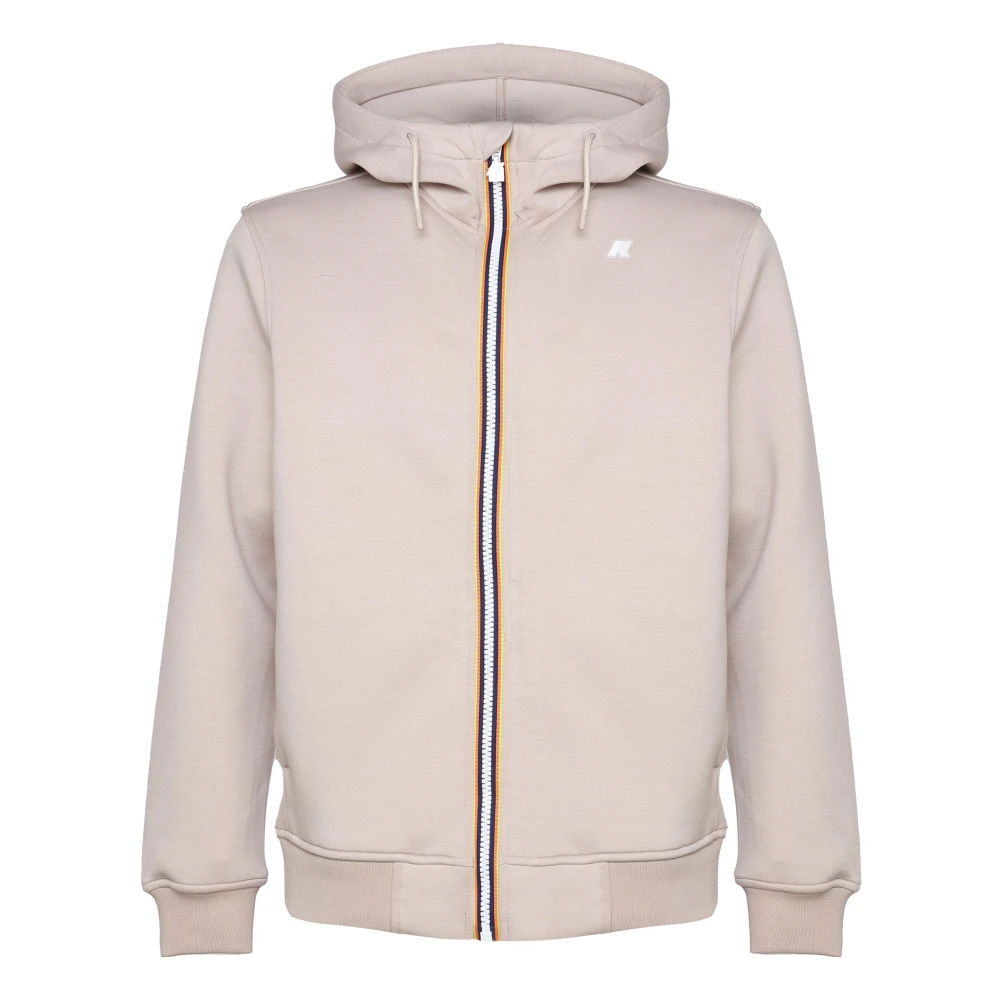 Beige Zip Hooded Sweatshirt Jacket