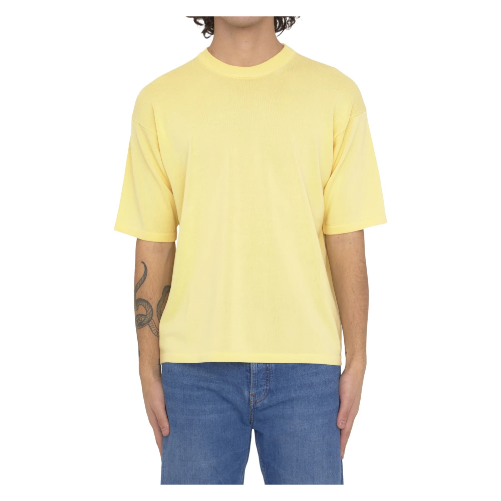 Roberto Collina Stijlvol Geel Katoenen T-Shirt Yellow Heren