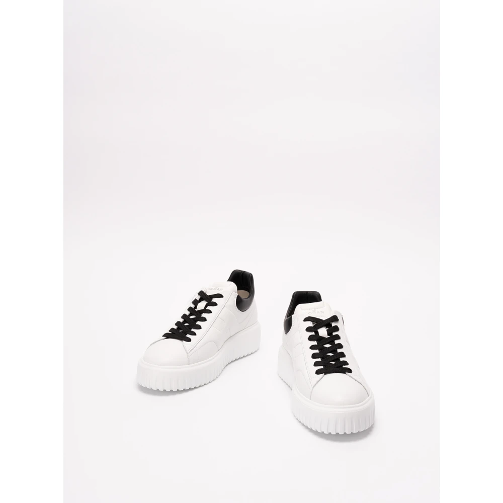 Hogan Leren Sneakers met H Stripes White Heren