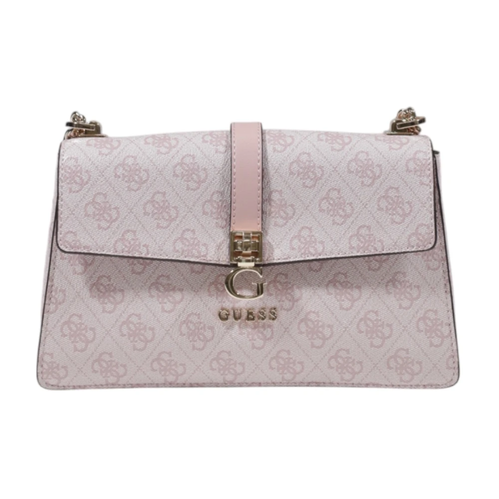 Guess Roze Print Schoudertas Clip Sluiting Pink Dames