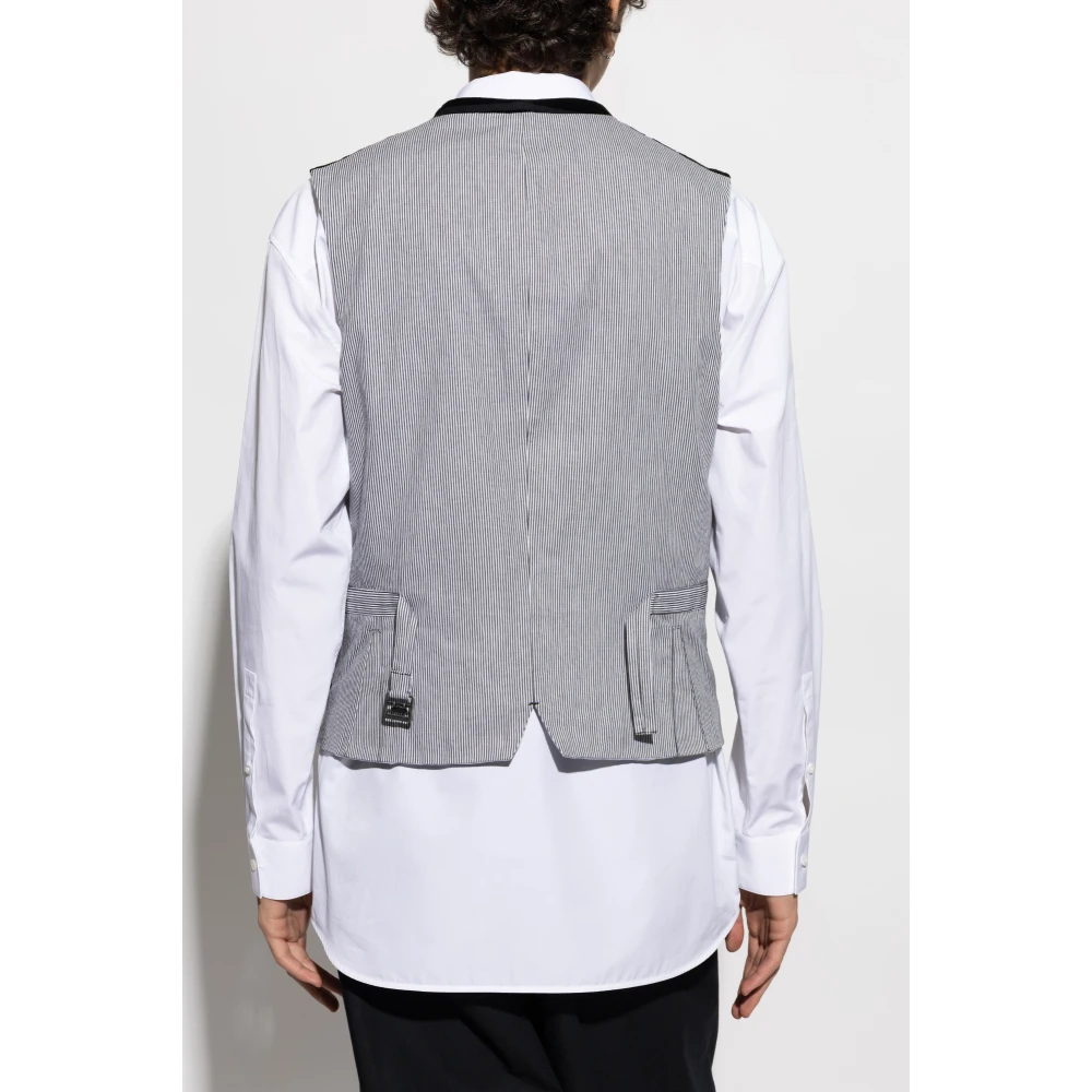 Y-3 Vest met gestreept patroon Black Heren