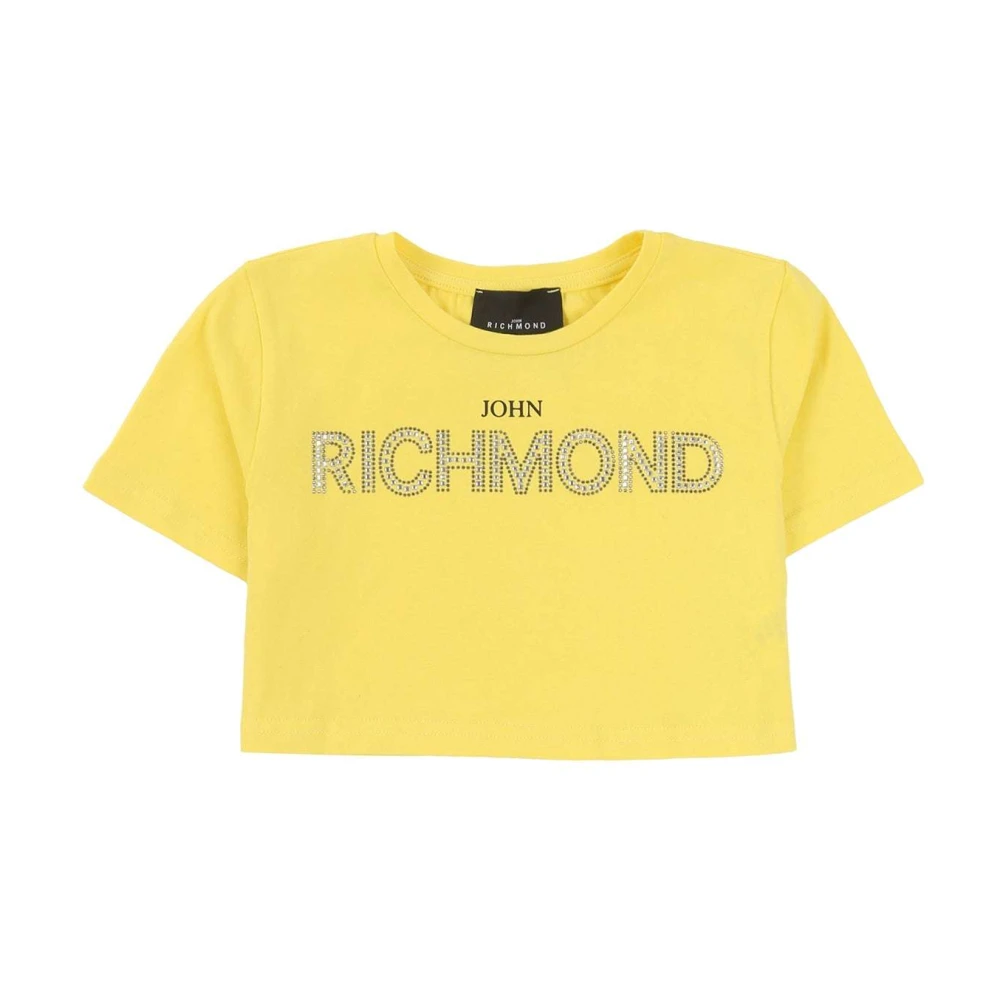 John Richmond Logo Crop T-shirt Rund Hals Kort Ärm Yellow, Flicka