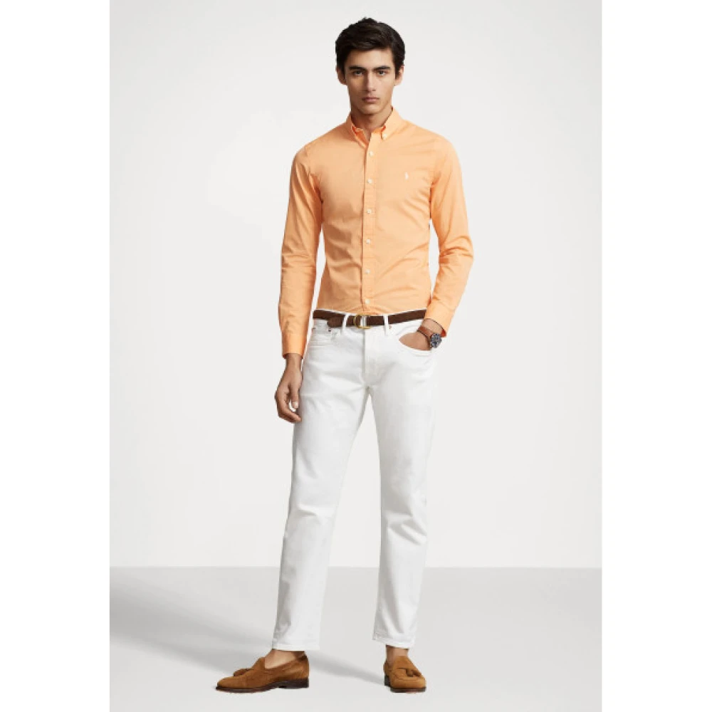 Polo Ralph Lauren Slim Fit Katoenen Shirt Featherweight Orange Heren