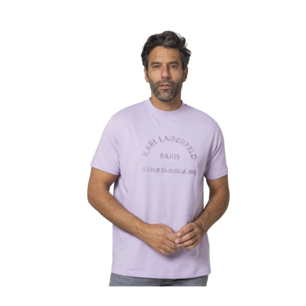 Karl Lagerfeld Mauve T-shirt met korte mouwen en stretch kraag Purple Heren