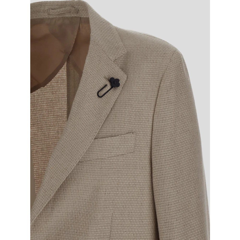 Lardini Ongevoerde jas van kasjmier en zijde Beige Heren