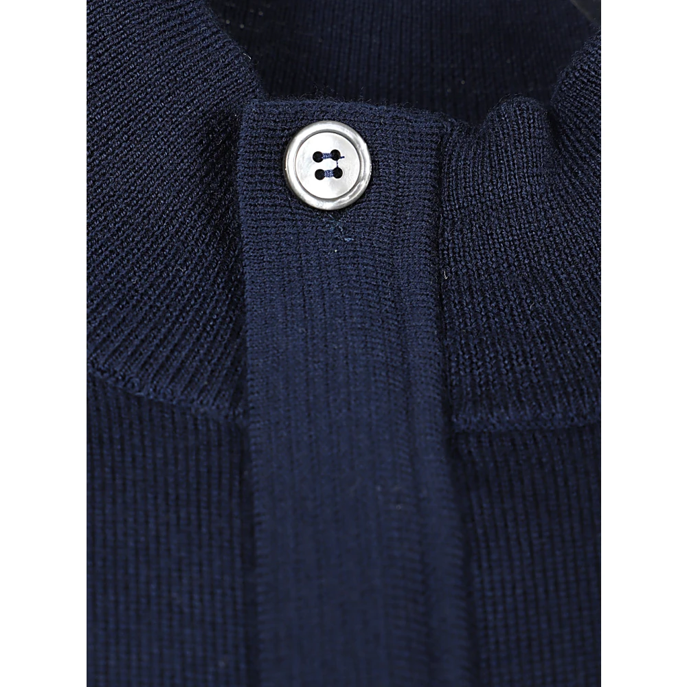Daniele Fiesoli Merino Rits Hals Trui Blue Heren