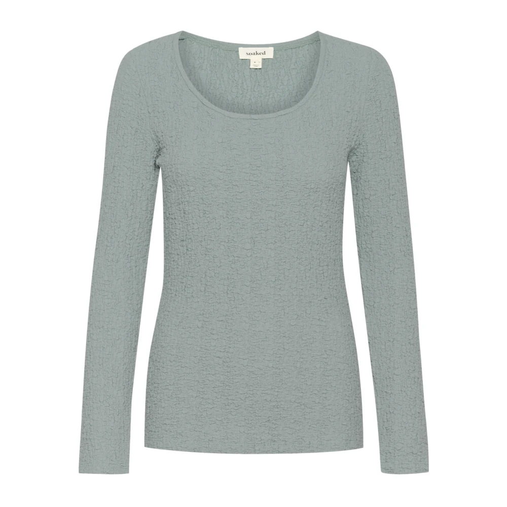 Soaked in Luxury Lange Mouw Slim Fit Tee Zilverblauw Blue Dames