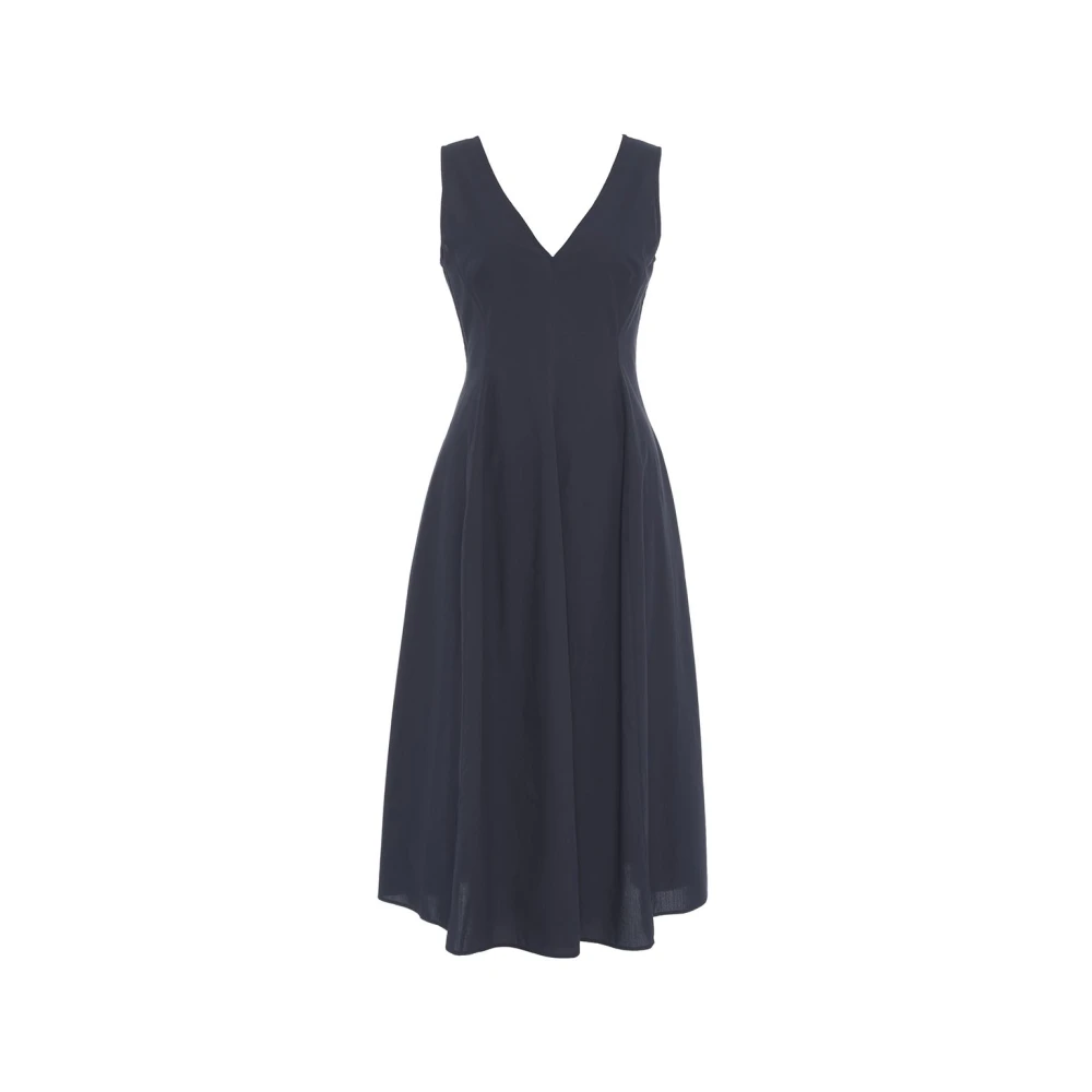 Ottod'Ame Blauwe Mouwloze Katoenen Jurk met V-Hals Blue Dames