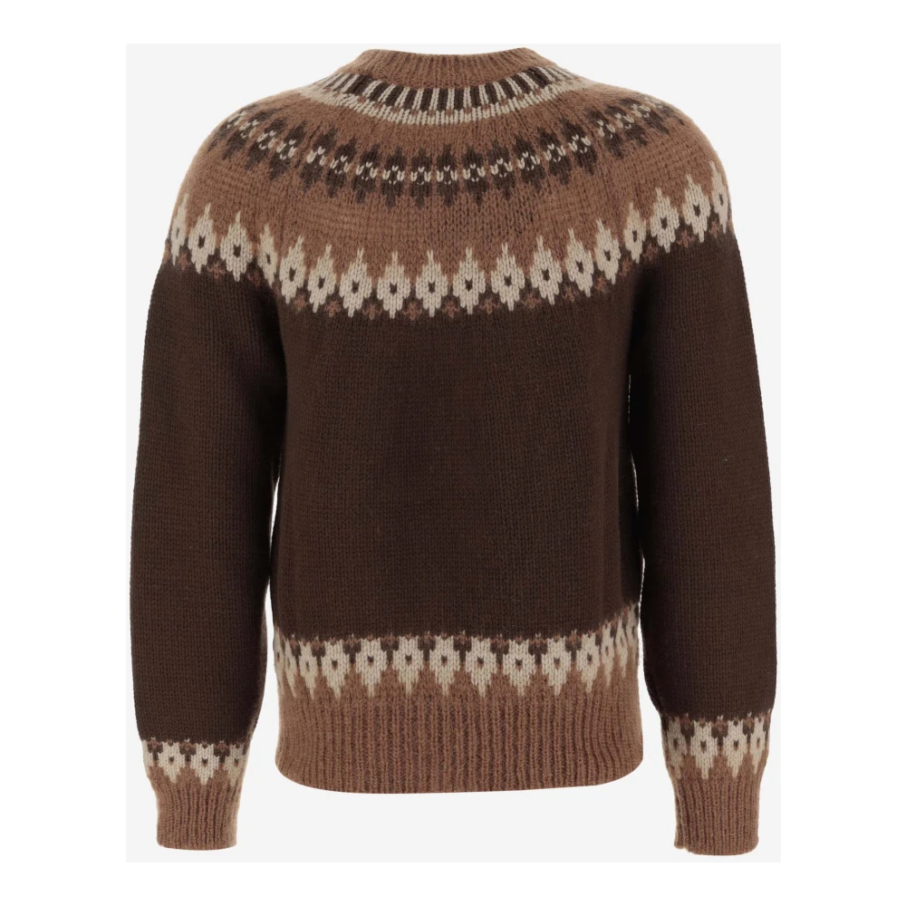 Dsquared2 Geometrisch Patroon Wollen Blend Ronde Hals Sweater Brown Heren