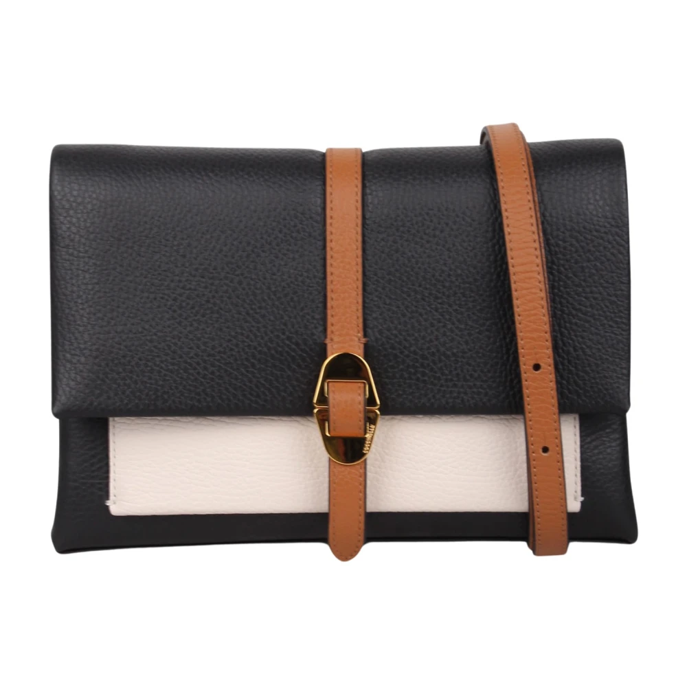 Coccinelle Schoudertas met geribbelde textuur Black Dames