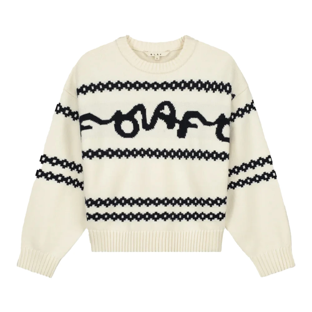 Olaf Hussein Handtekening Jacquard Crewneck Gebreide kleding White Dames