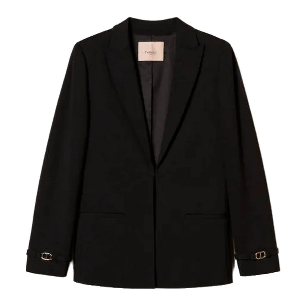 Twinset Elegante Viscose Blend Jas Black Dames