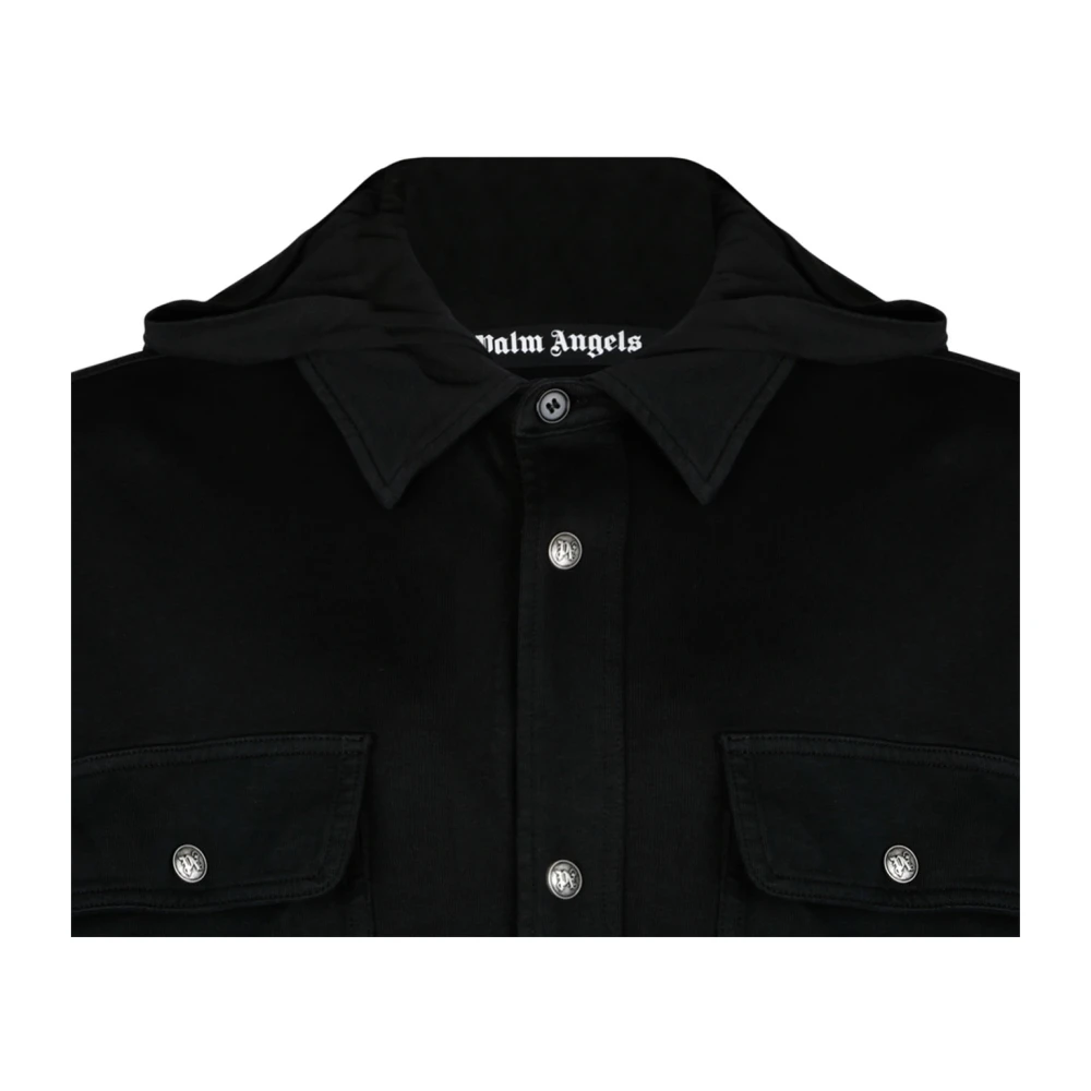 Palm Angels Klassiek Logo Hooded Overshirt Black Heren