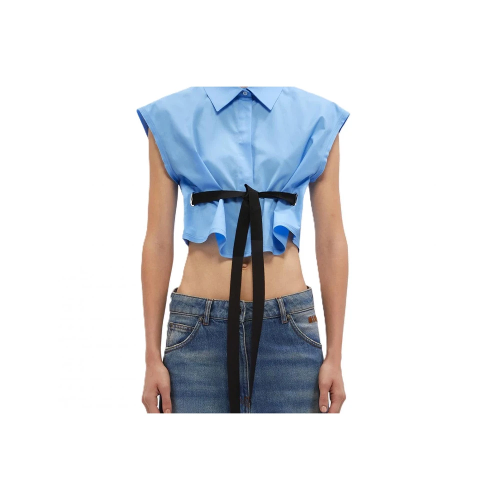 Msgm Katoenen Overhemden Blue Dames