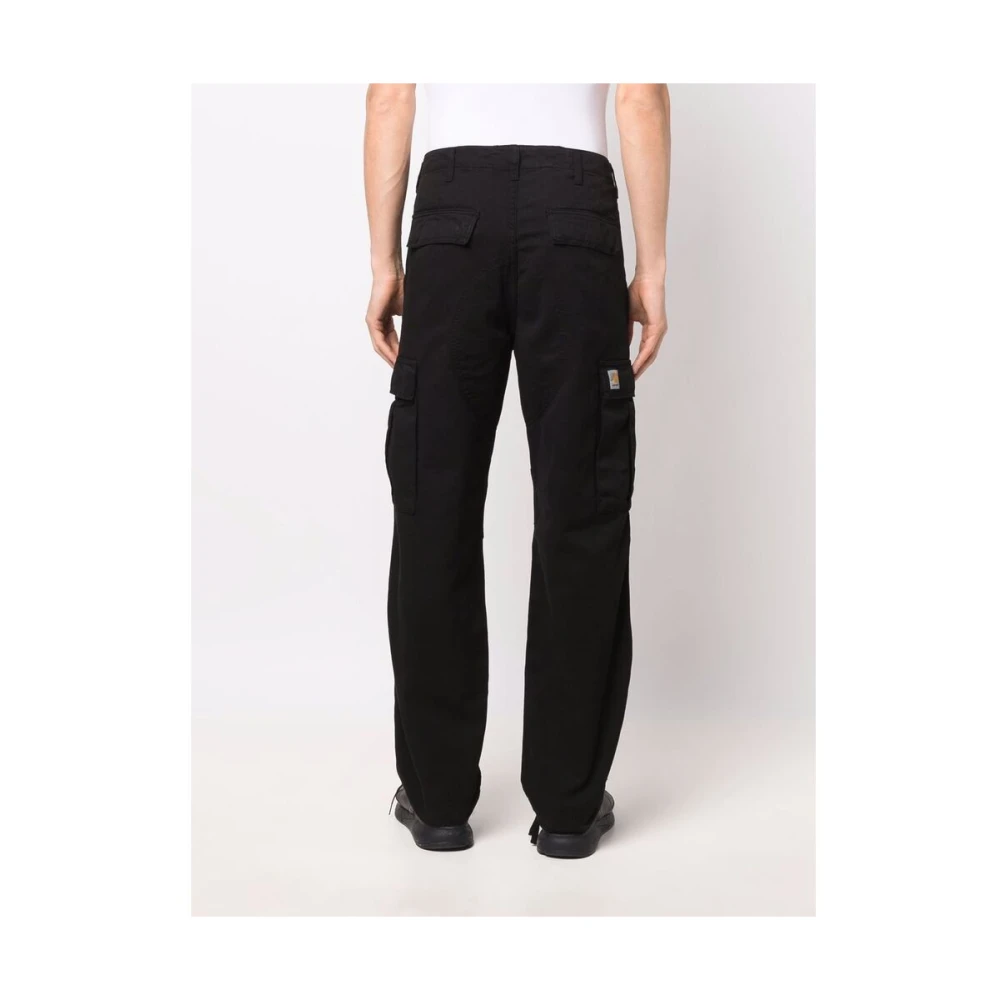 Carhartt WIP Zwarte Cargo Broek Rechte Pijp Black Heren
