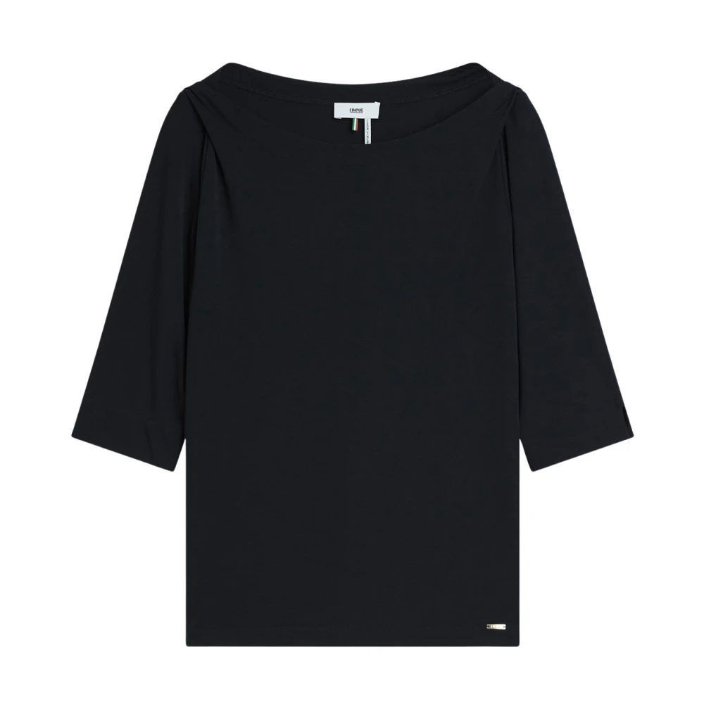 CINQUE Klassieke U-hals T-shirt Loose Fit Blue Dames