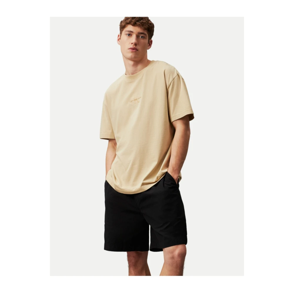Calvin Klein Zwarte Organische Katoenen Shorts Rechte Pasvorm Black Heren