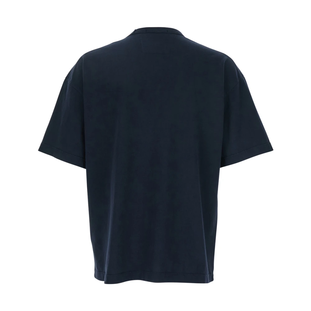 C.P. Company Blauw Logo Geborduurd T-Shirt Katoen Man Blue Heren