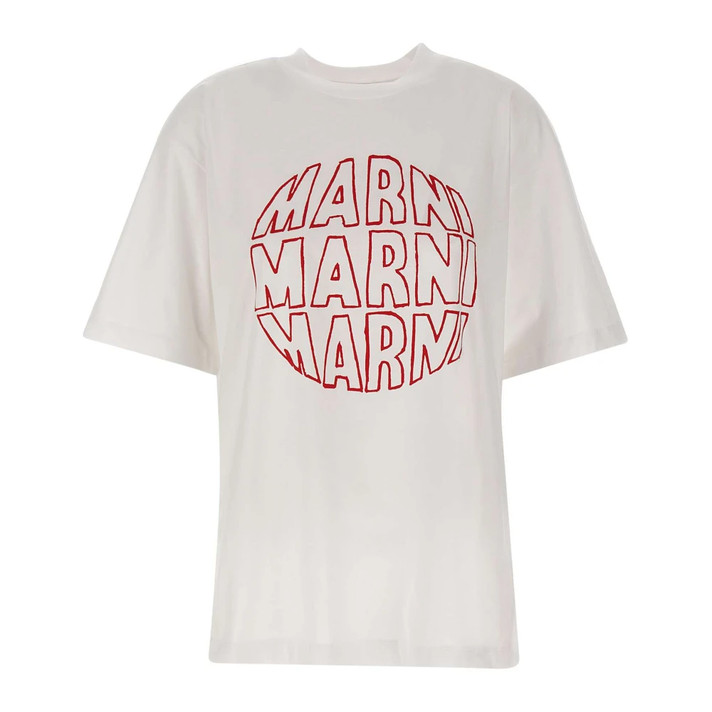 Marni Lily Dames Katoenen T-Shirt White Dames