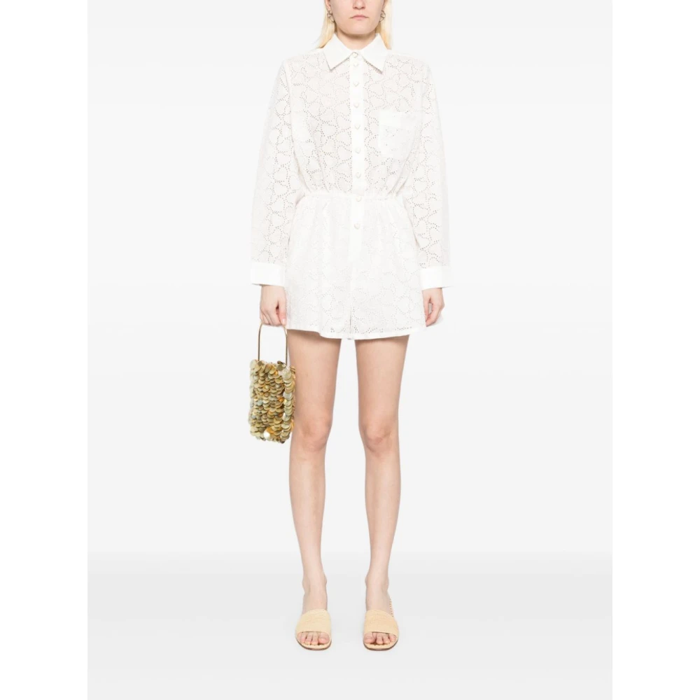 Zimmermann Wit Kant Hart Geborduurde Jumpsuit White Dames