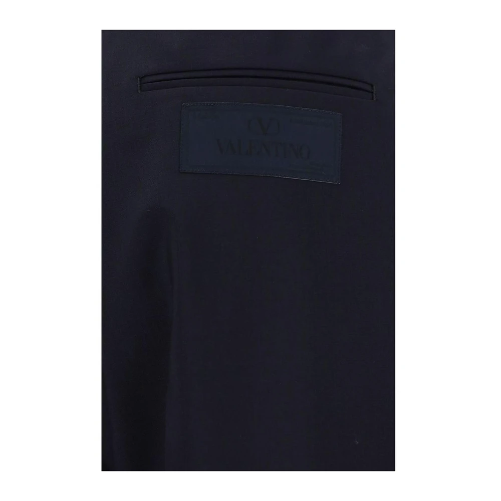 Valentino Monochrome wollen broek met elastische tailleband Blue Heren