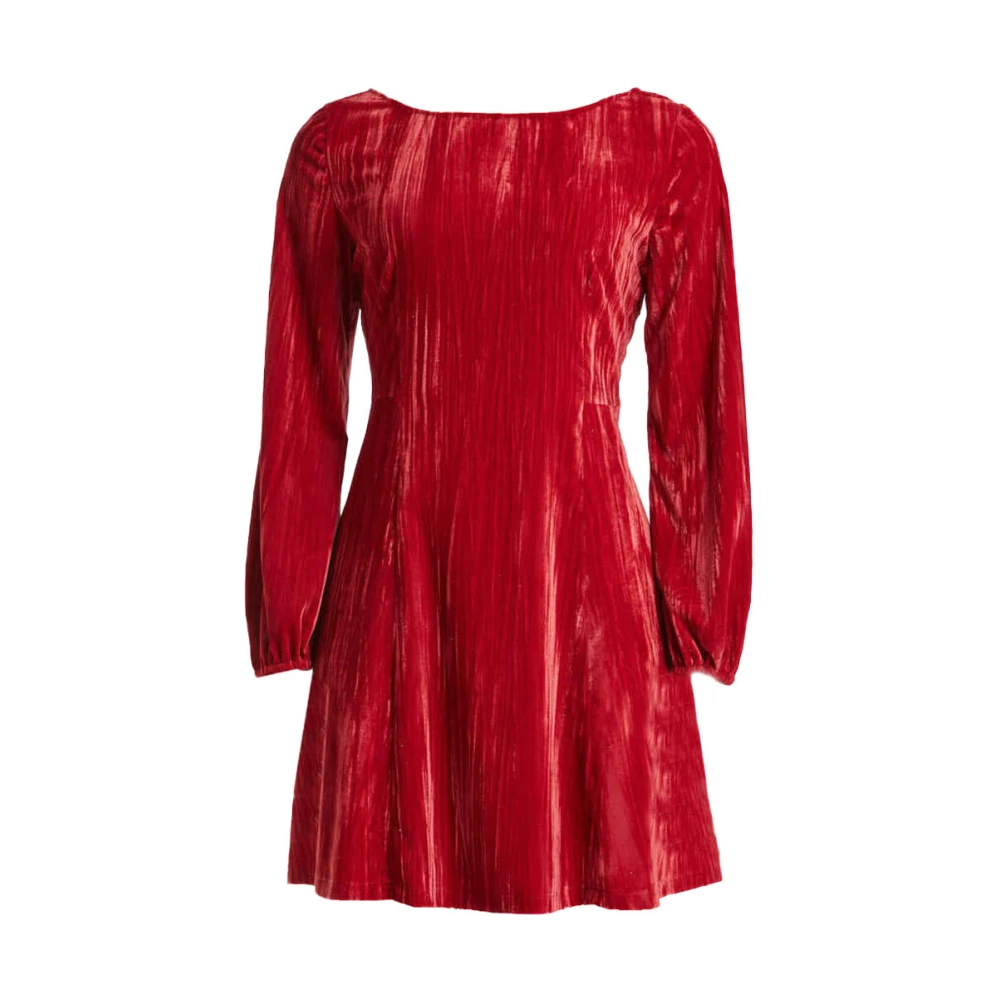 Pennyblack Gekreukte fluwelen jurk met valance Red Dames