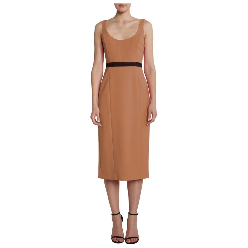 Pinko Mouwloze Lange Jurk met Ronde Hals Brown Dames
