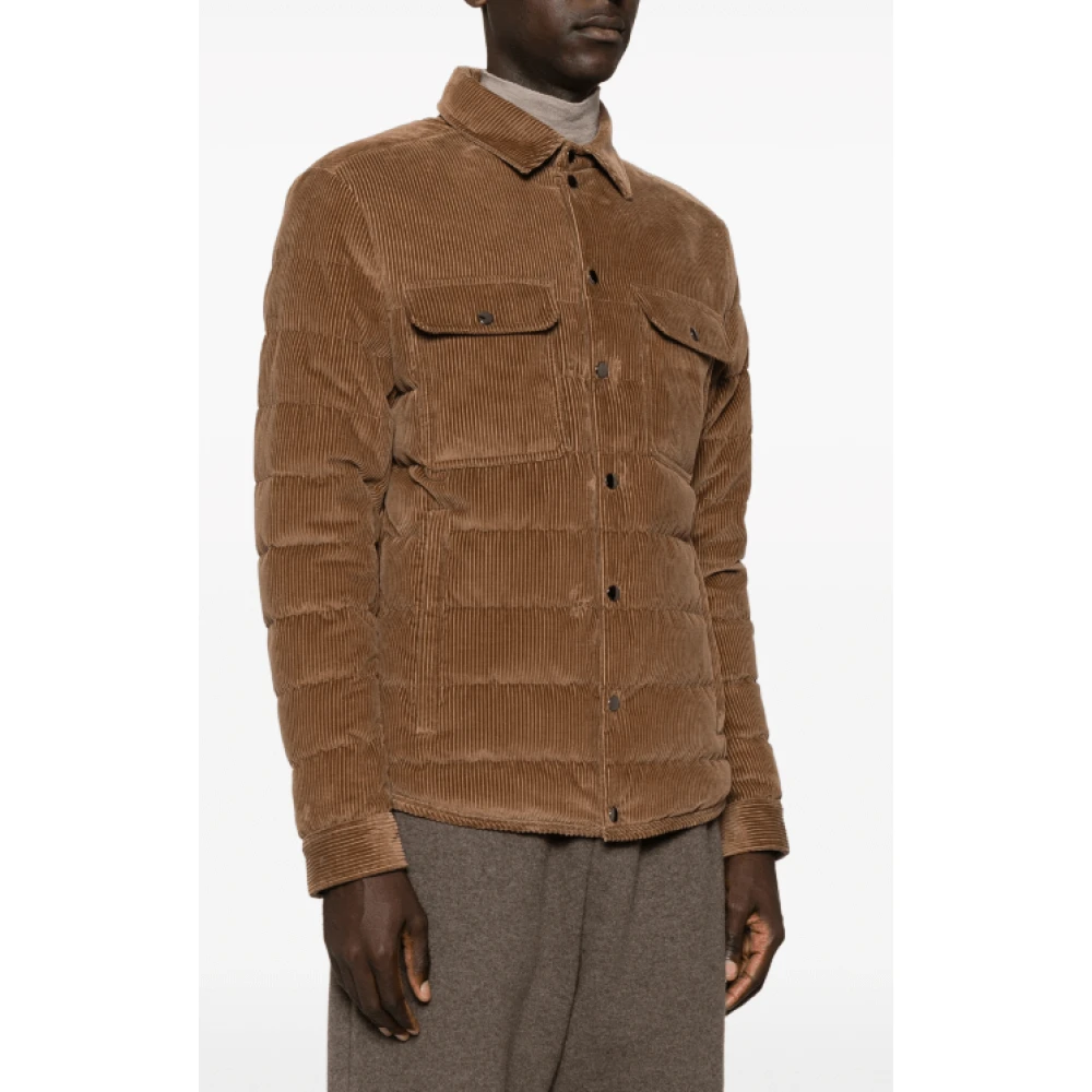 Moncler Bruine Corduroy Pufferjas Brown Heren