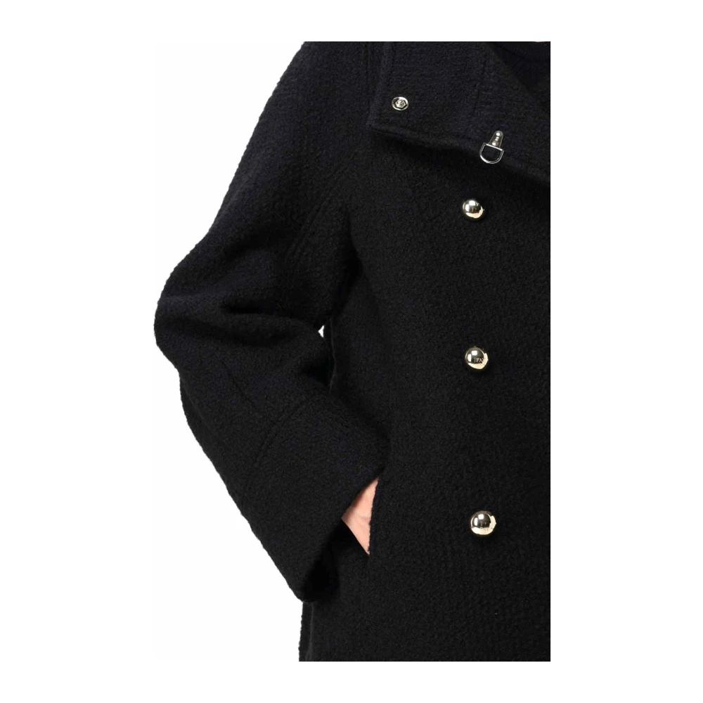 Fay Dubbelbreasted metropooljas met opstaande kraag Black Dames