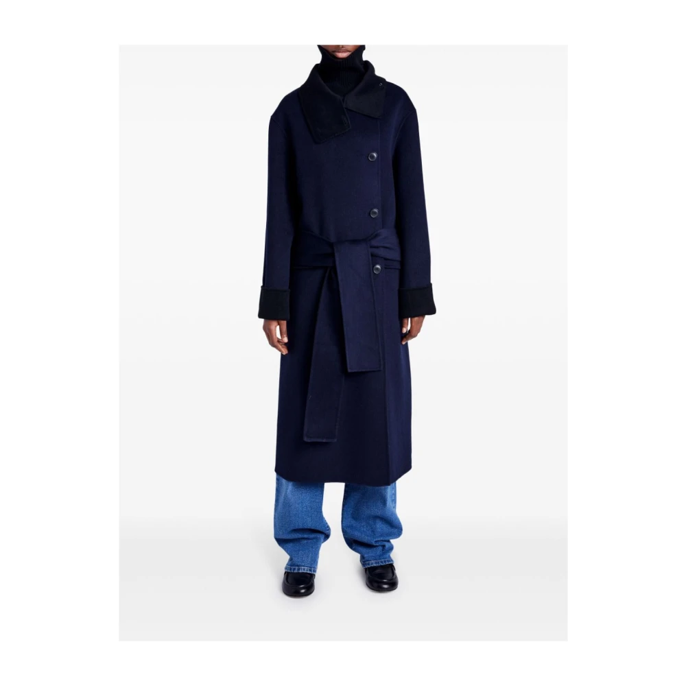 Proenza Schouler Pinstripe Melton Jas Elegante Wol Blue Dames