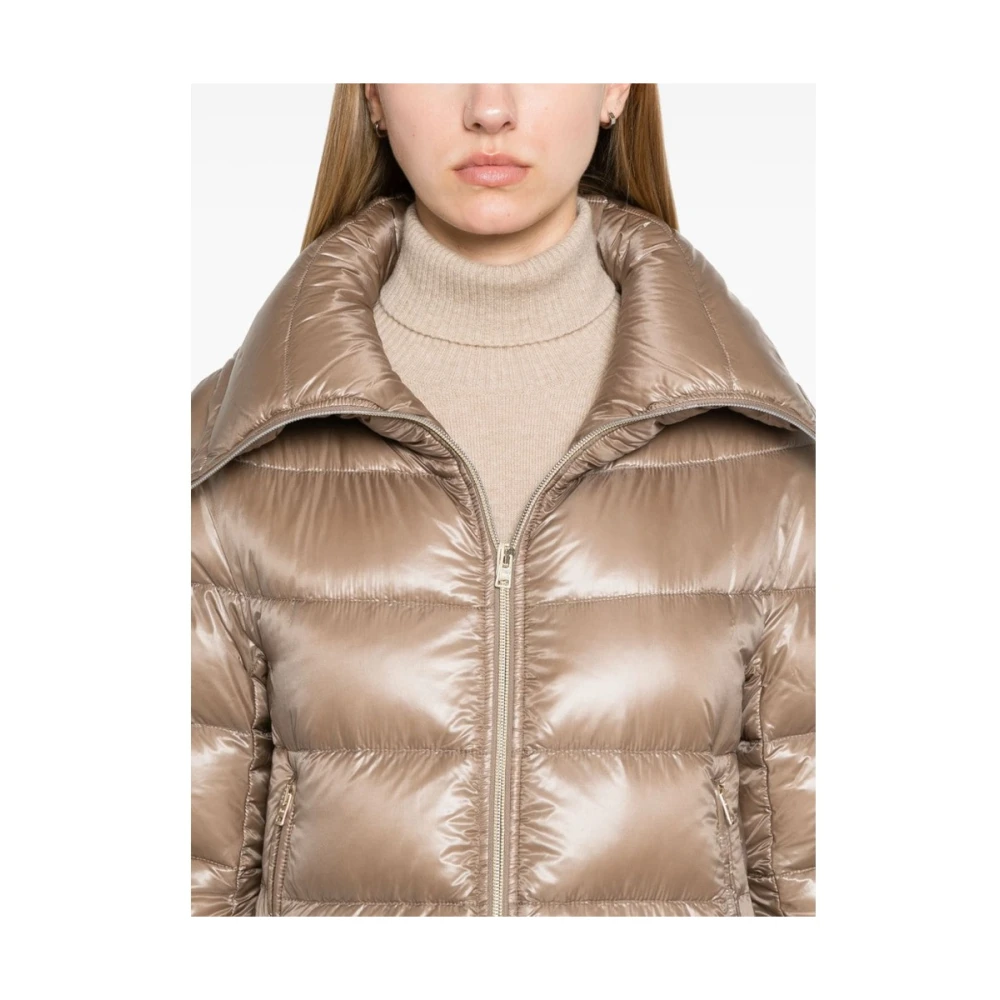 Herno Lichtgewicht Gewatteerde Jas Opstaande Kraag Beige Dames