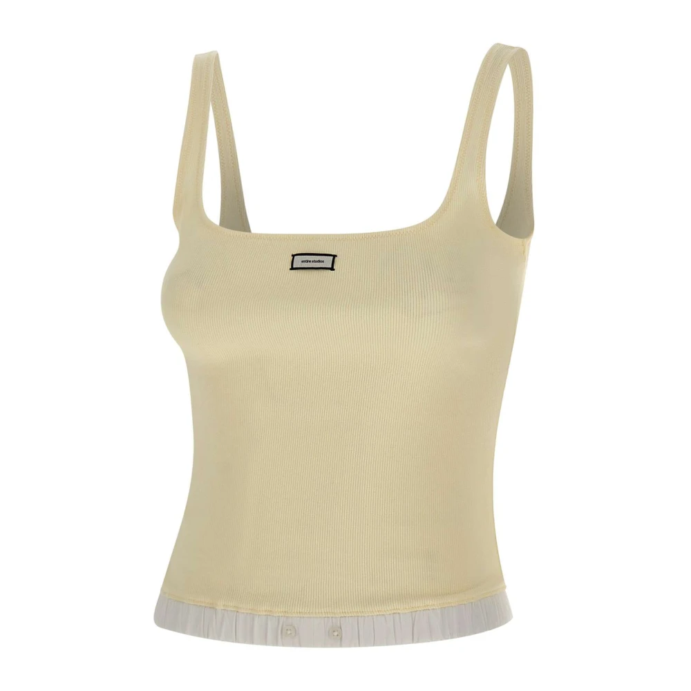 Entire Studios Women's Yellow Sleeveless Tops, S, Lounge Tank