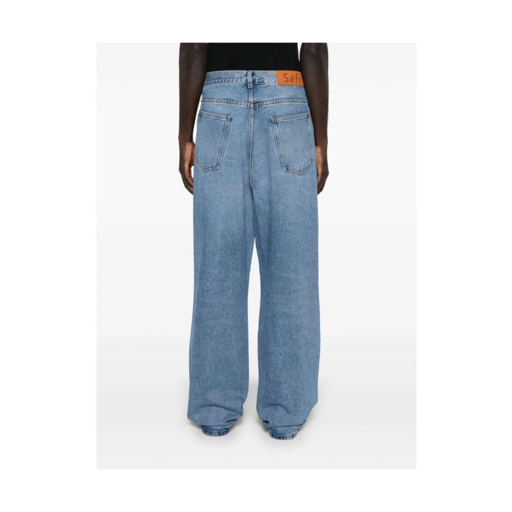 Séfr Blauwe Denim High-Waisted Wide Leg Jeans Blue Heren