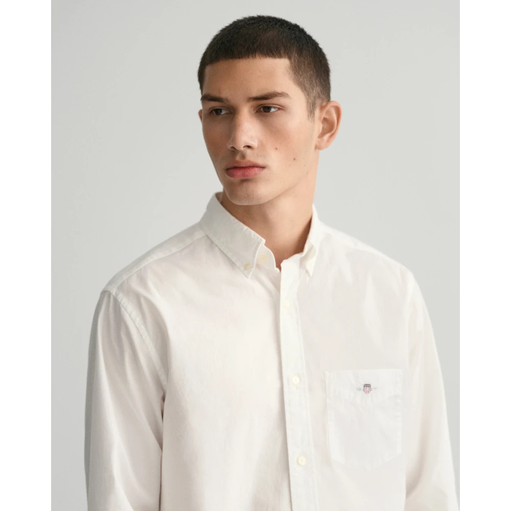 Gant Klassiek Poplin Overhemd met -geïnspireerd Embleem White Heren
