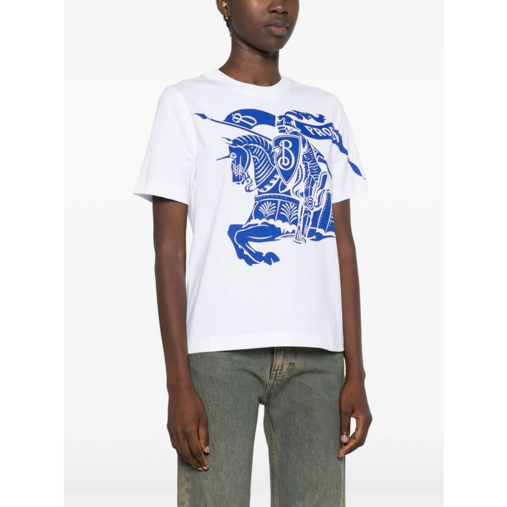 Burberry Equestrian Knight Design Wit T-shirts Polos White Dames