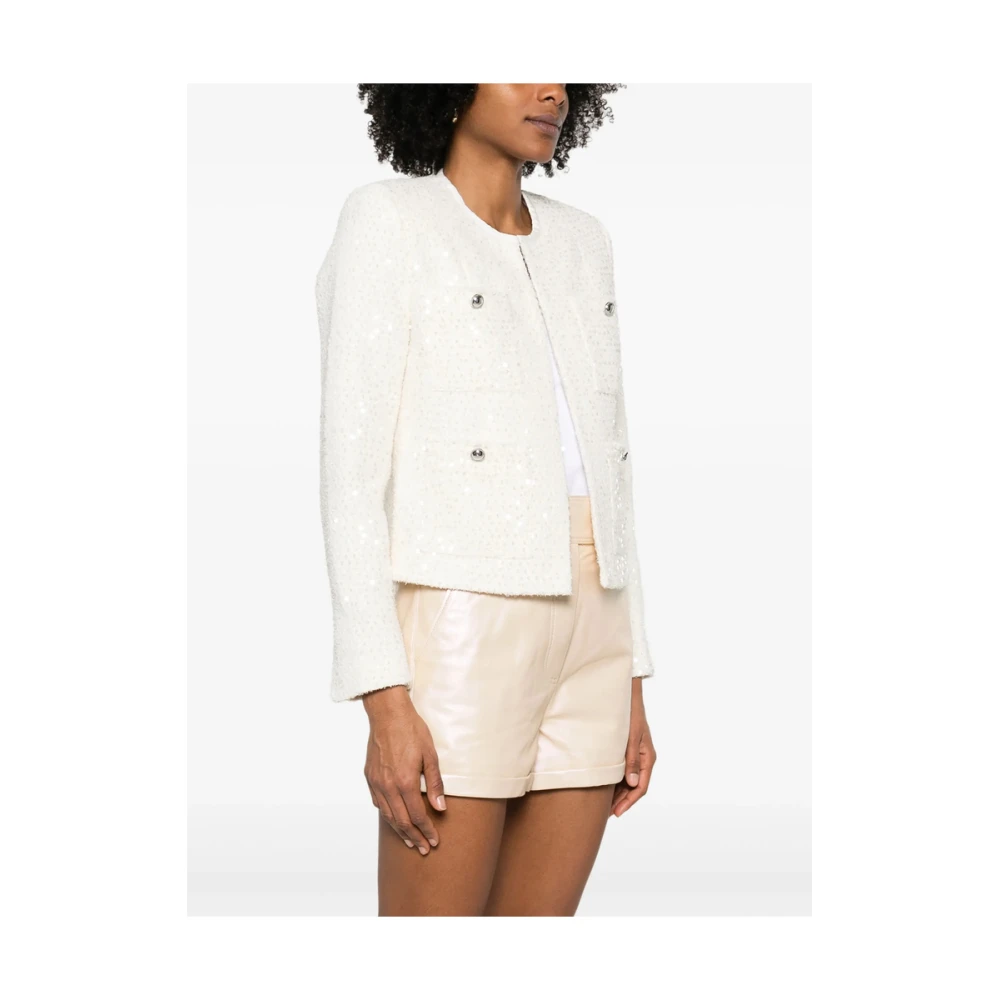 IRO Witte Paillet Versierde Open Front Jas White Dames